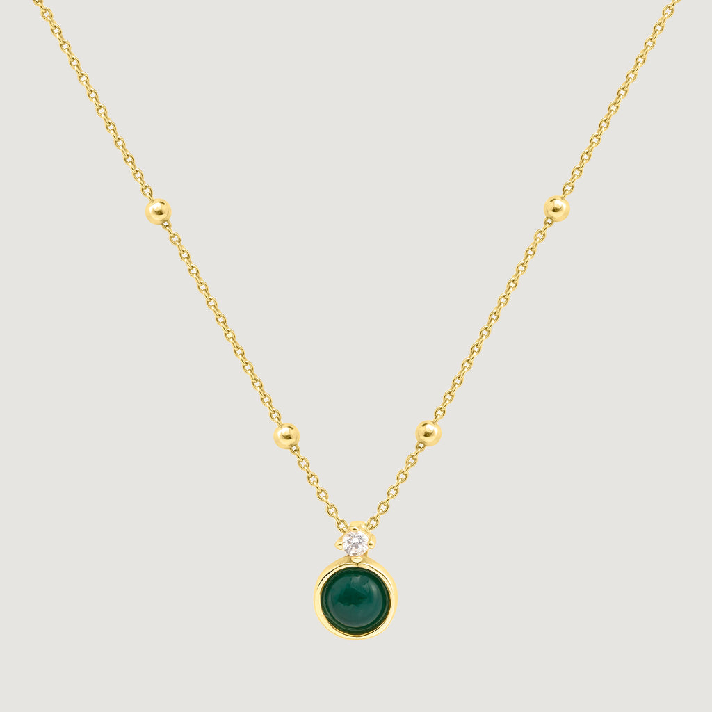 Kerala 18ct Gold Plated Sterling Silver Green Onyx Pendant & Earring Set