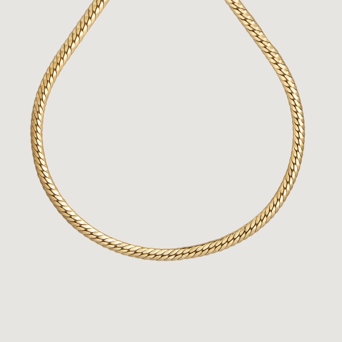 Springbok Golden Chain Lombok Sterling Silver 18ct Gold Plated Chunky Herringbone Chain | Larnauti